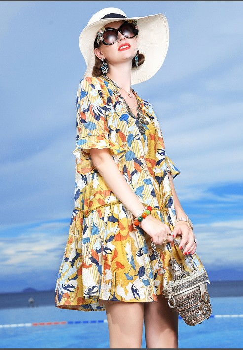 戛娜巨式2020新款寬松苧麻拼接裙子 探尋優質批發拿貨渠道